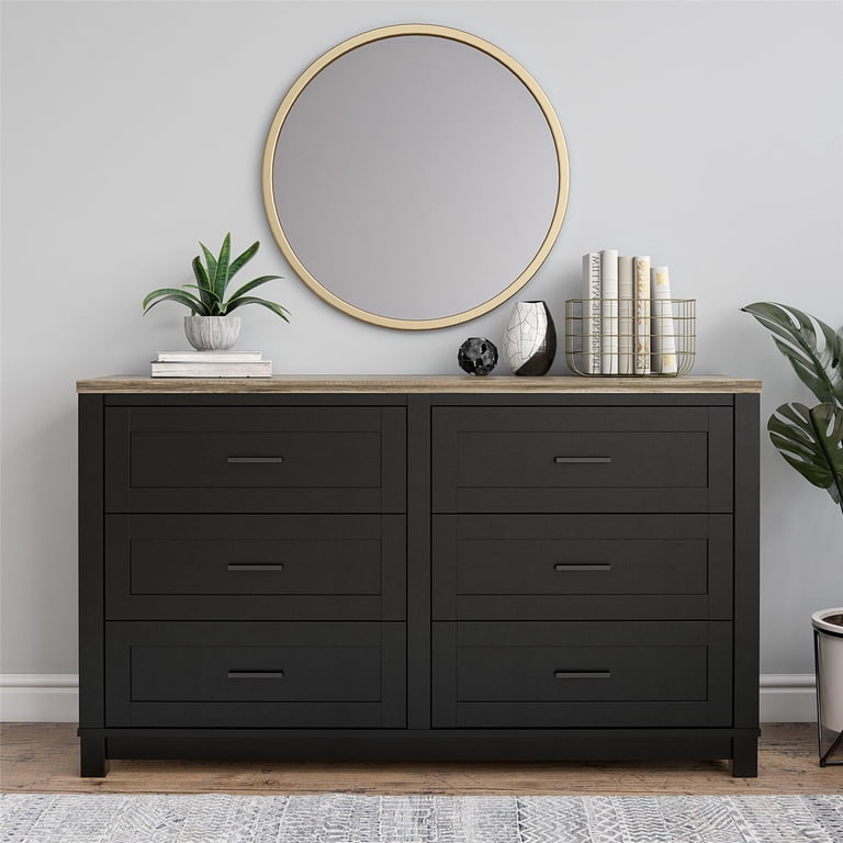 ameriwood black dresser Home Carver 6 Drawer Dresser, Multiple Colors Americana Farmhouse evokes a