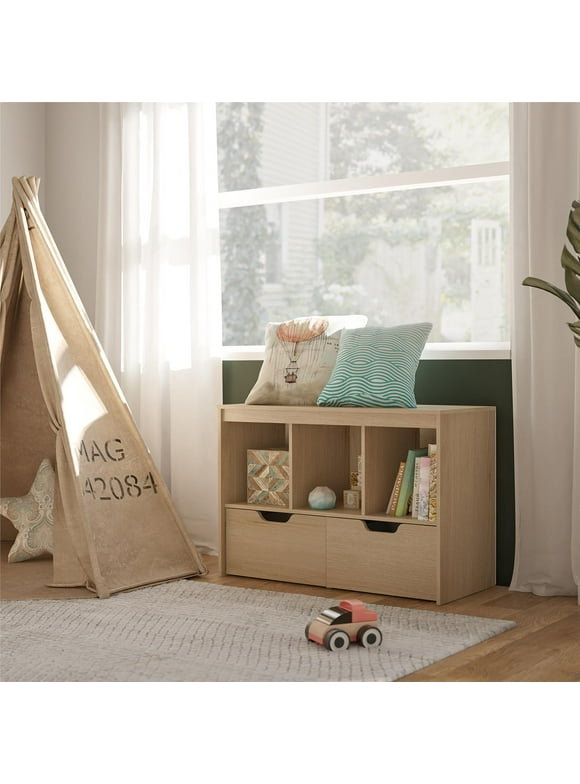 Ameriwood Home Charli Kids Storage Cube with Drawers, Blonde Oak