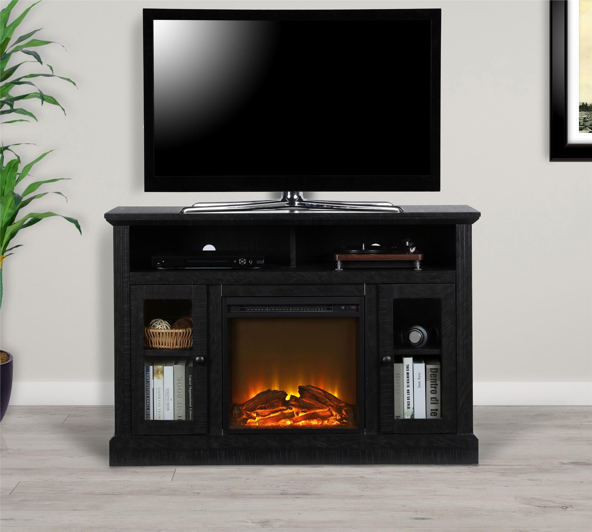 Ameriwood Home Chicago Fireplace TV Console for TVs up to 55", Black