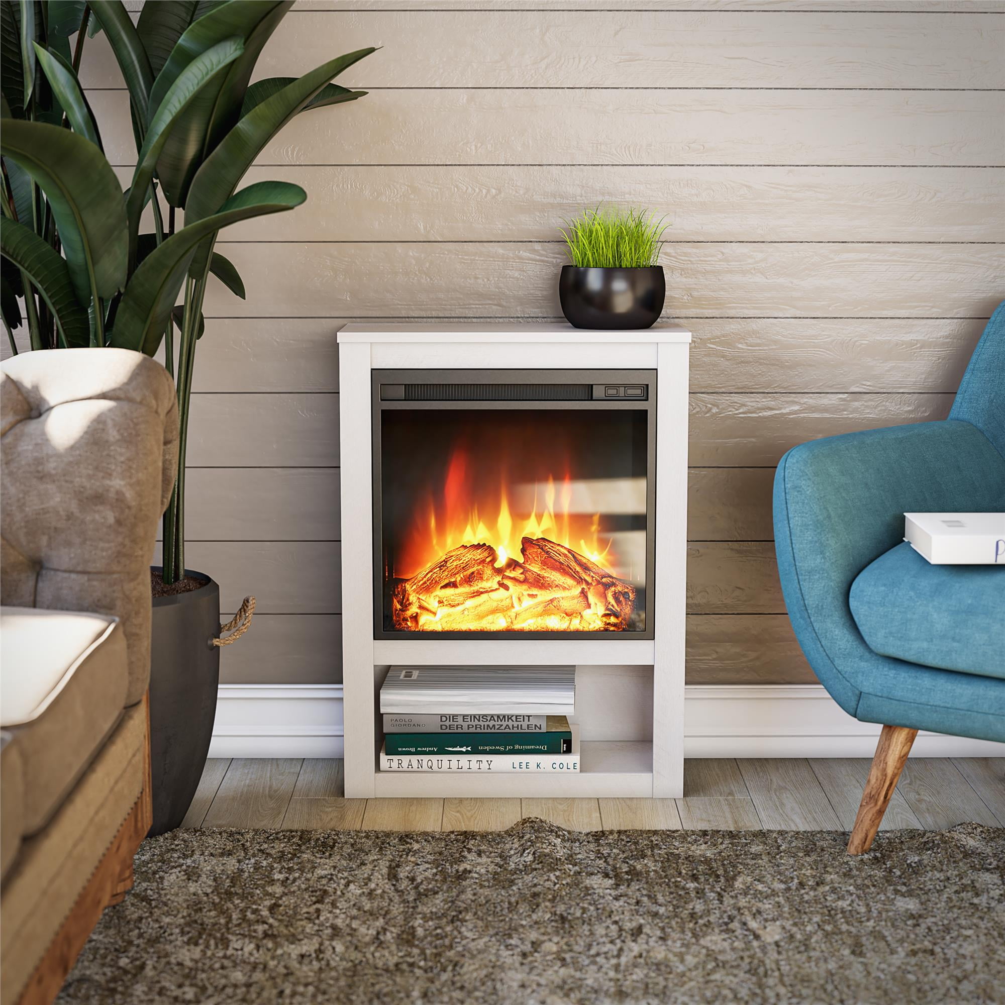 Ameriwood Home Clarine Electric Fireplace Mantel Ivory Oak