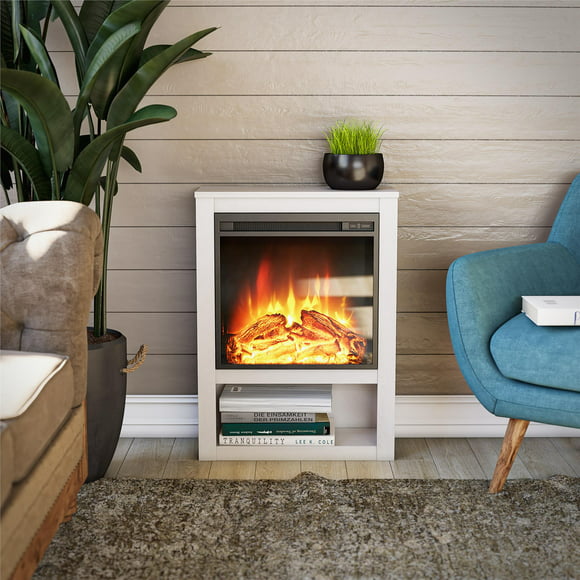 Ameriwood Home Clarine Electric Fireplace Mantel, Ivory Oak