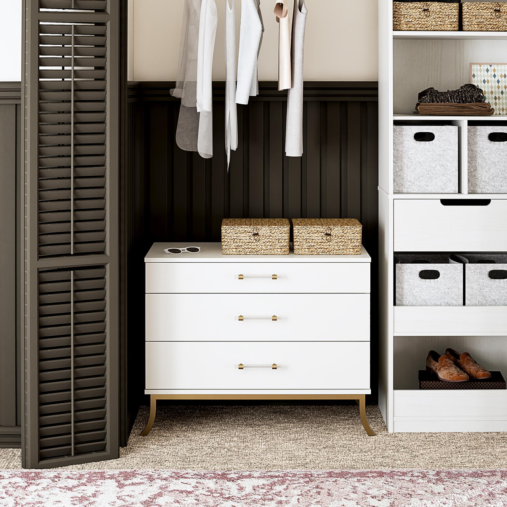 Ameriwood Home Clementine Small 3-Drawer Dresser with Clear