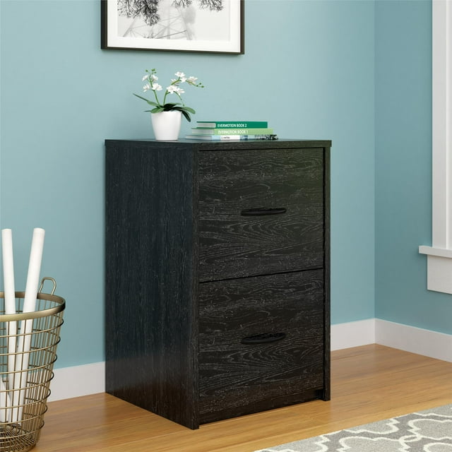 Ameriwood Home Core 2 Drawer File Cabinet, Black Oak