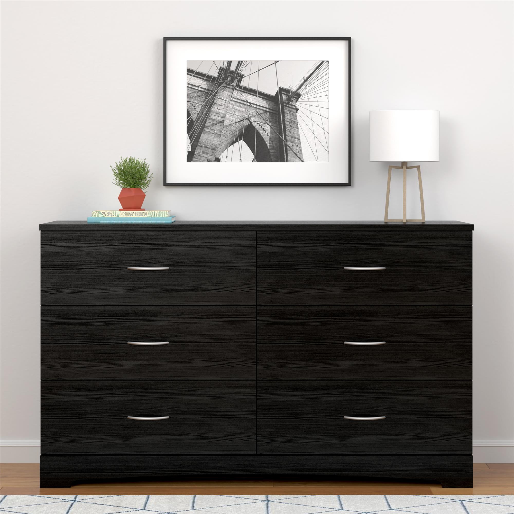 Ameriwood Home Crescent Point 6 Drawer Dresser, Multiple Colors - Black ...