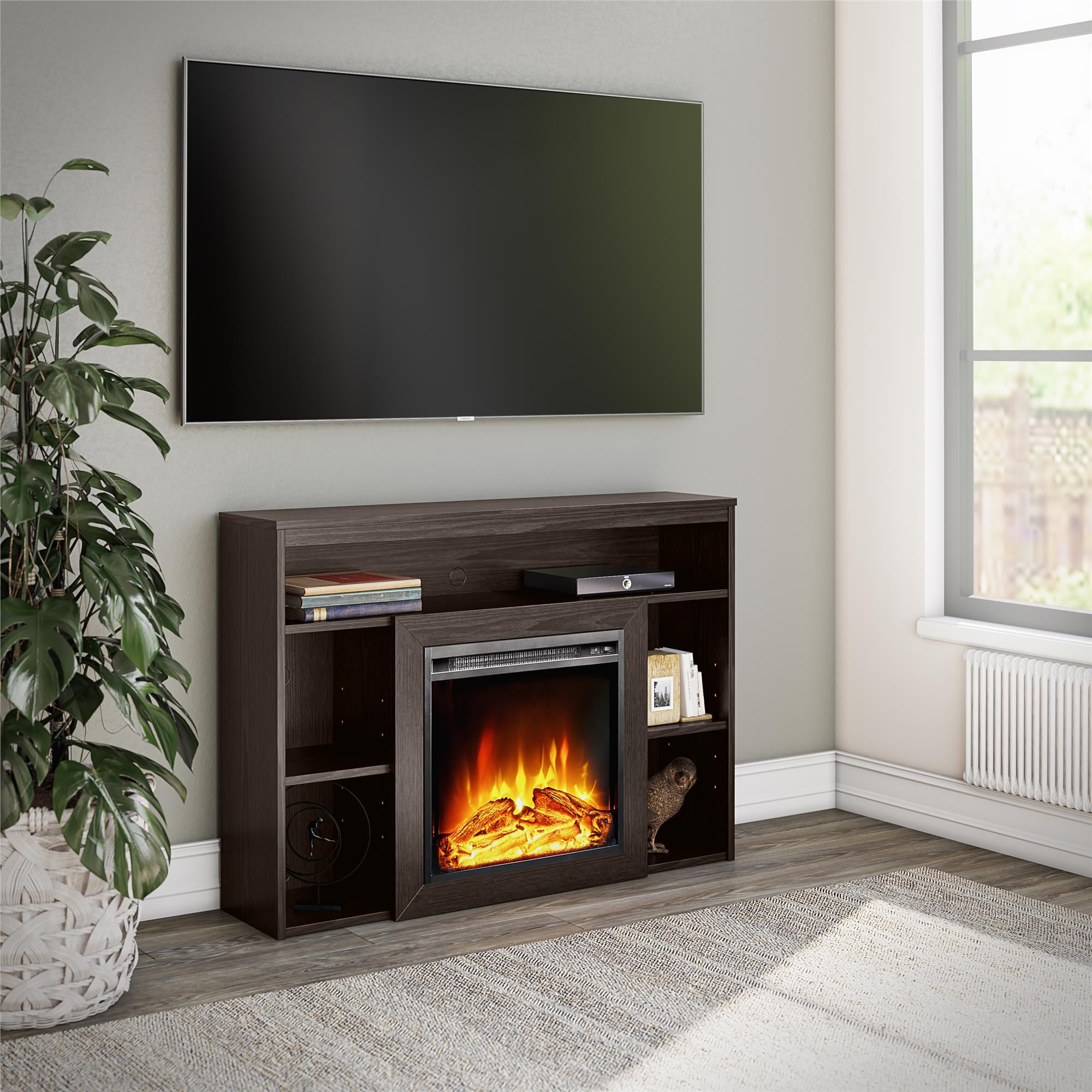 Ameriwood Home Ellisdon Mantel with Electric Fireplace Espresso