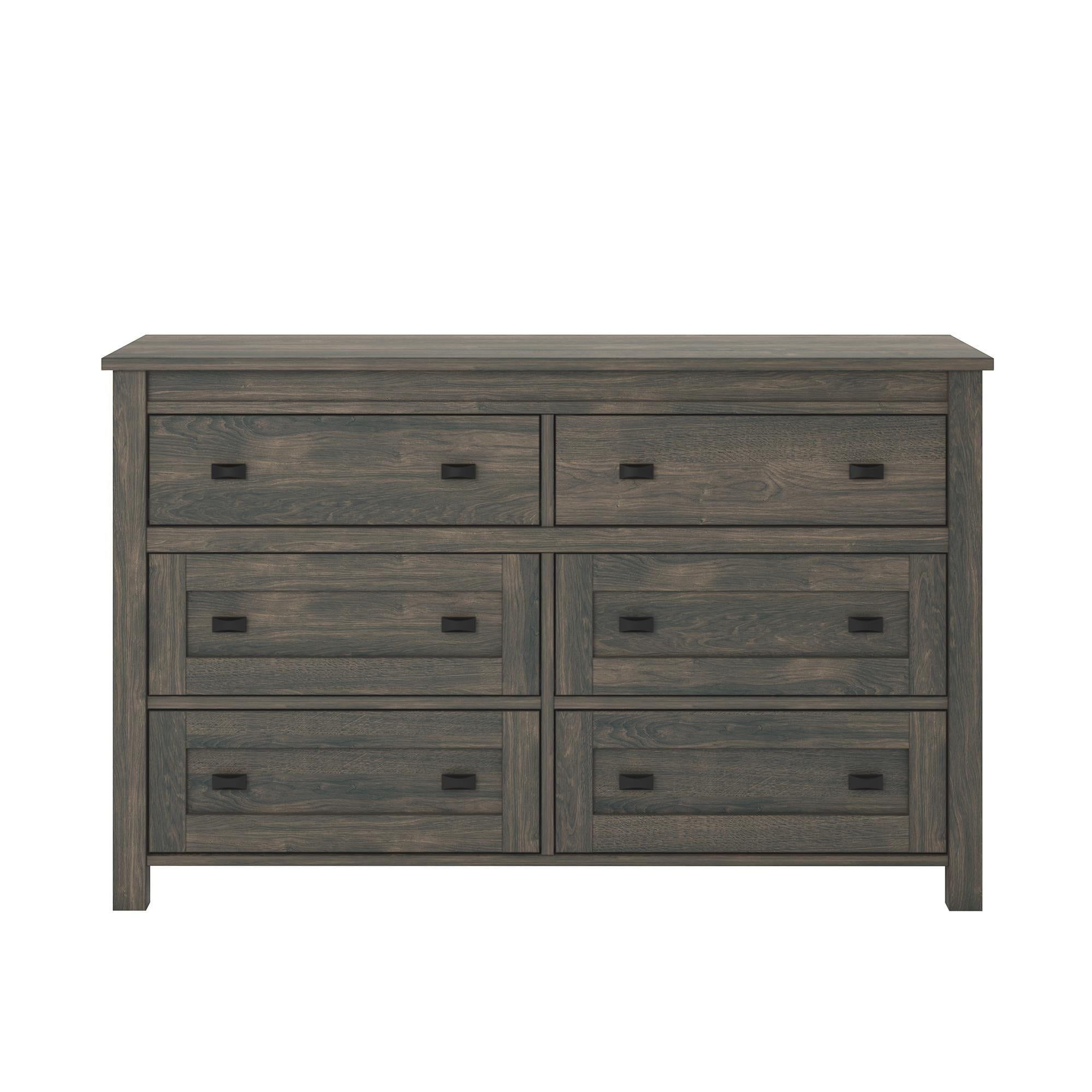 Farmington Weathered Oak 6-Drawer Rustic Dresser