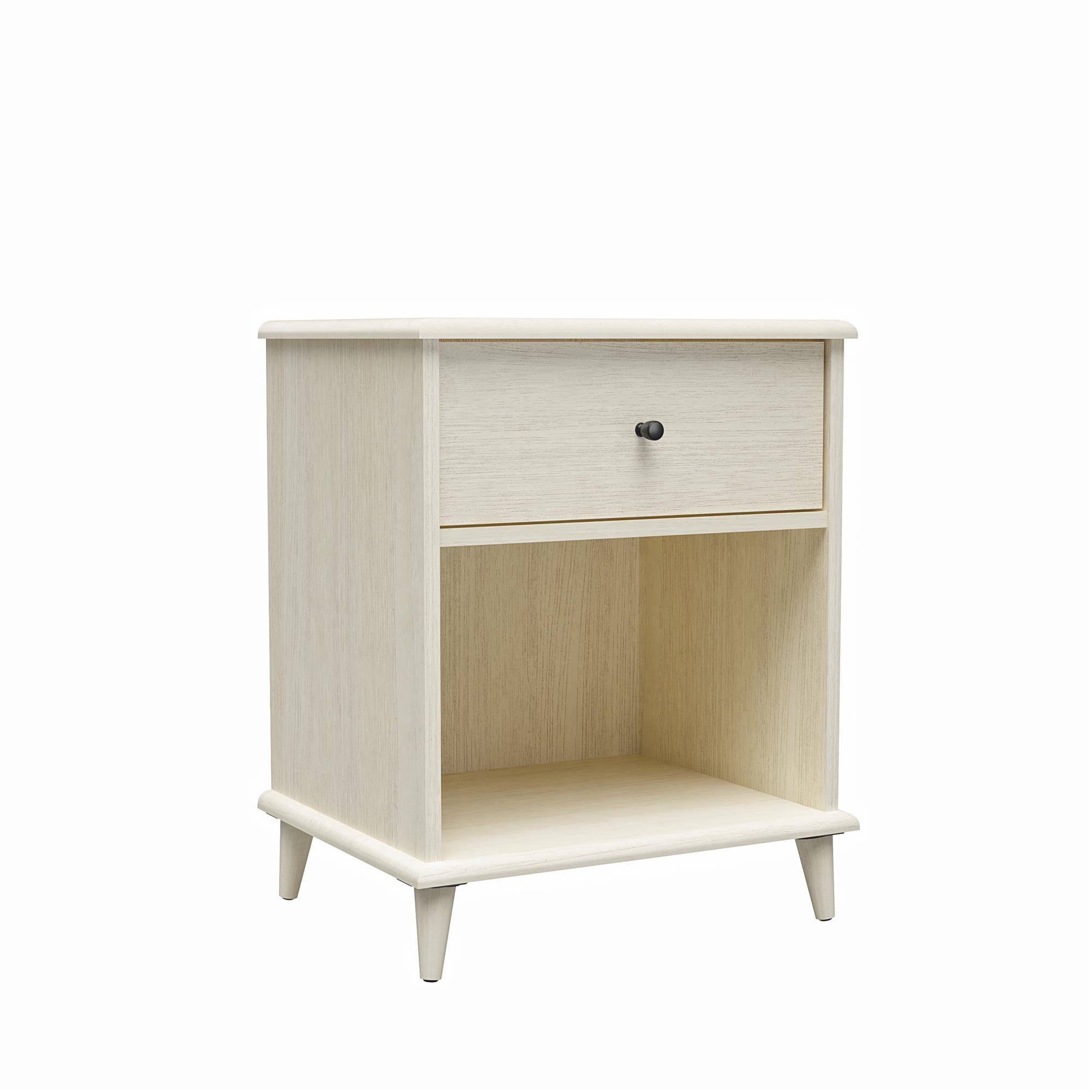 Ivory Oak Mid-Century Modern 1-Drawer Nightstand