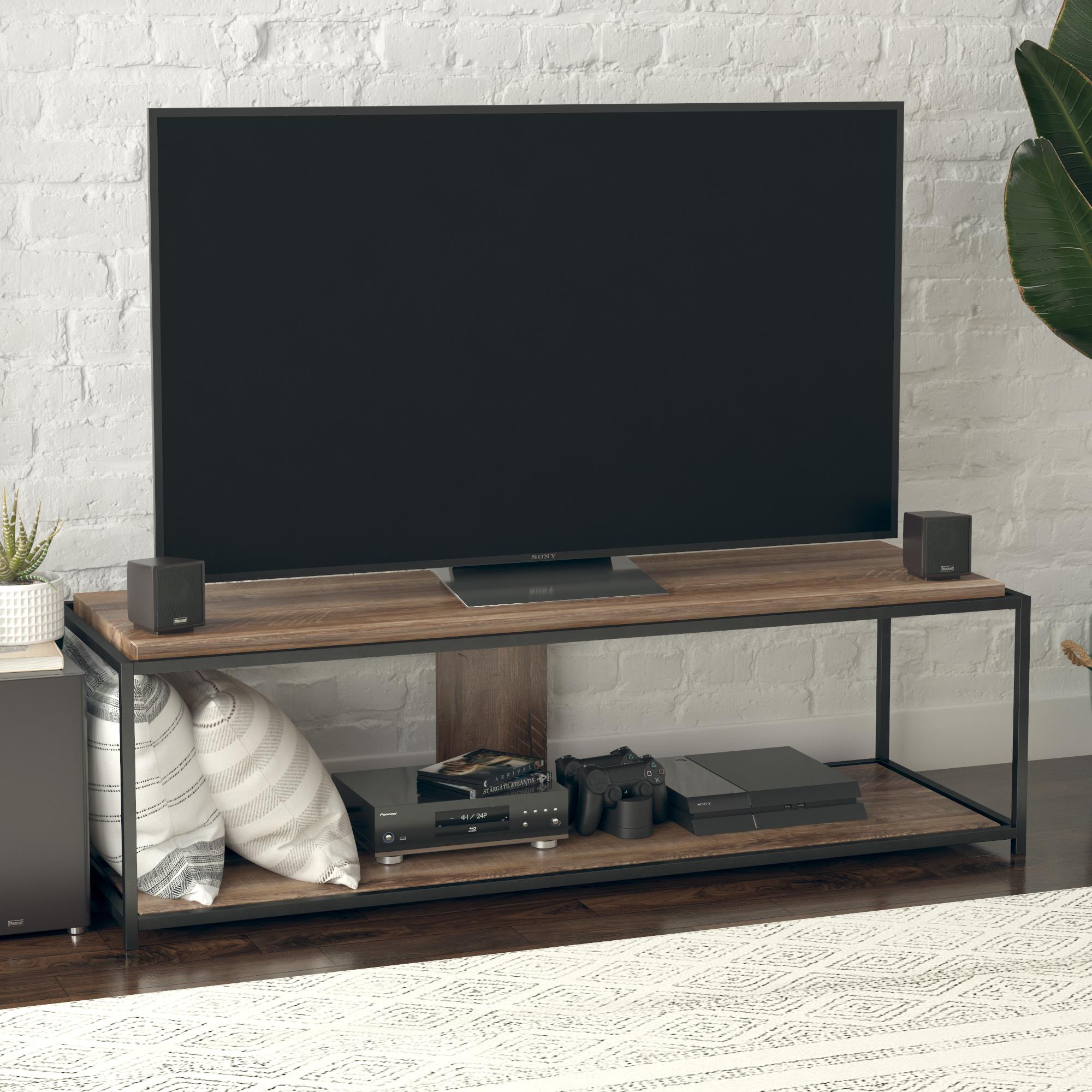 Mainstays TV Stand, for TVs up to 54", Rustic Weathered Oak Finish