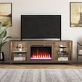thumbnail image 1 of Lumina Deluxe Fireplace TV Stand for TVs up to 70", Walnut, 1 of 9