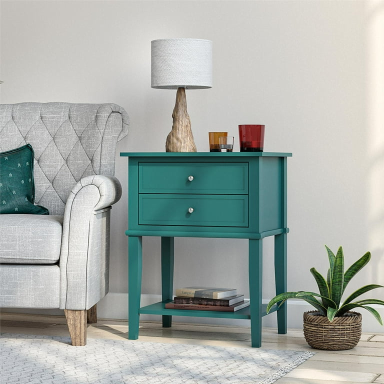 Ameriwood Home Franklin Accent Table with 2 Drawers Emerald Green