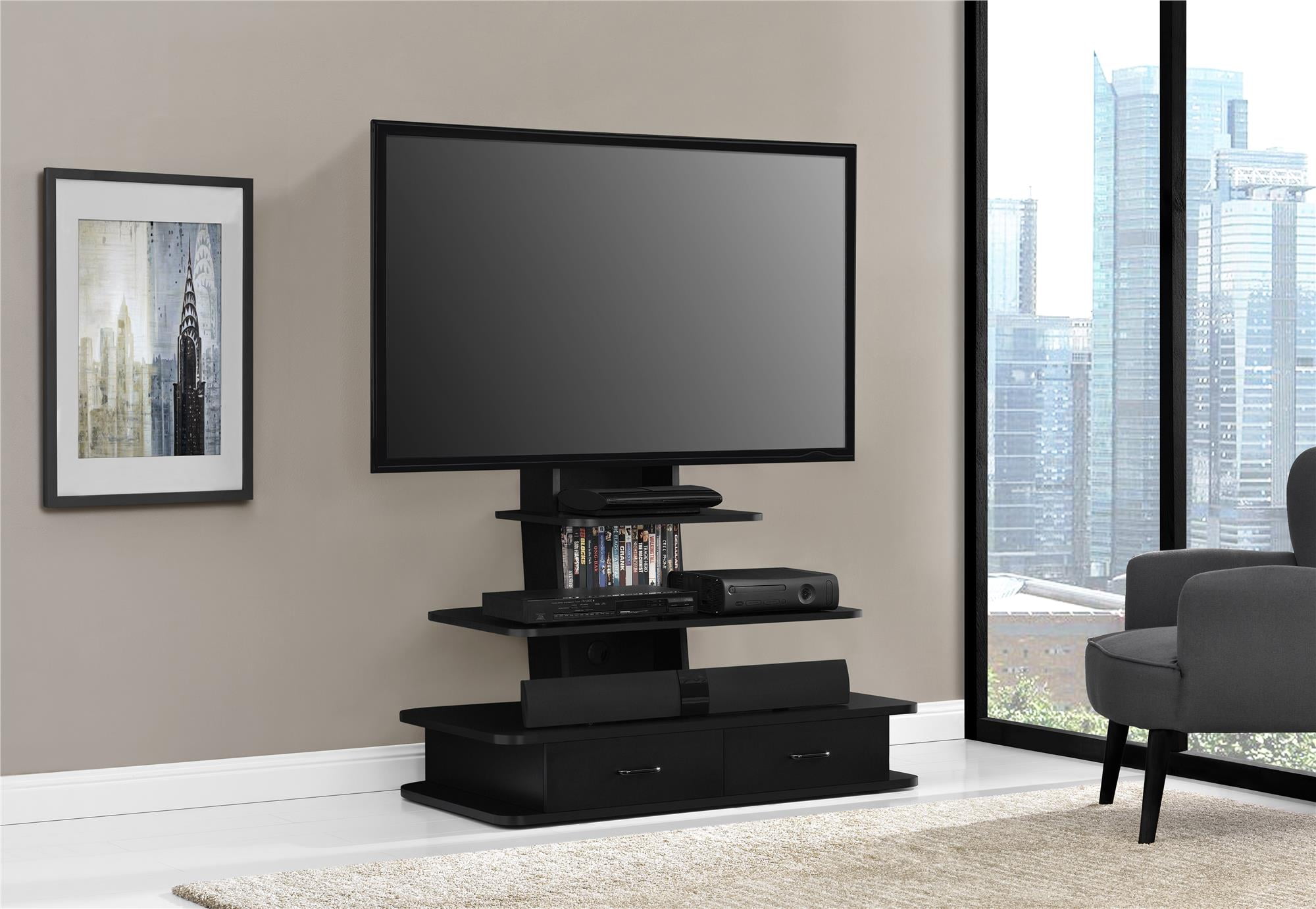 Ameriwood Home Galaxy TV Stand with Mount and Drawers for TVs up to 70