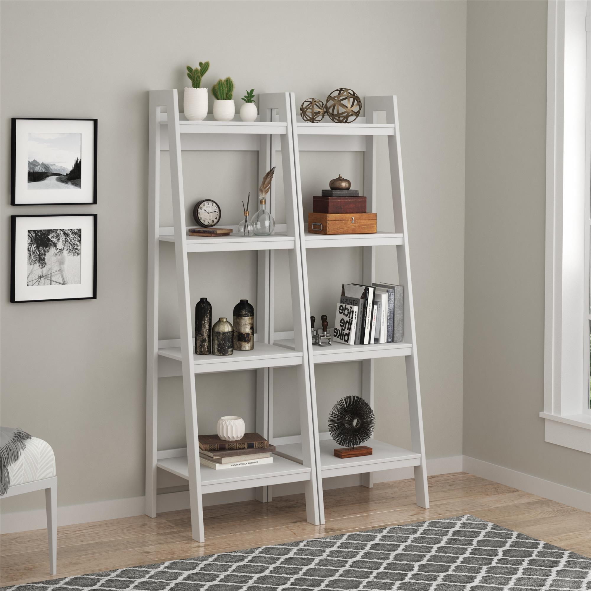 Ameriwood Home Hayes 4 Shelf Ladder Bookcase Bundle, Black