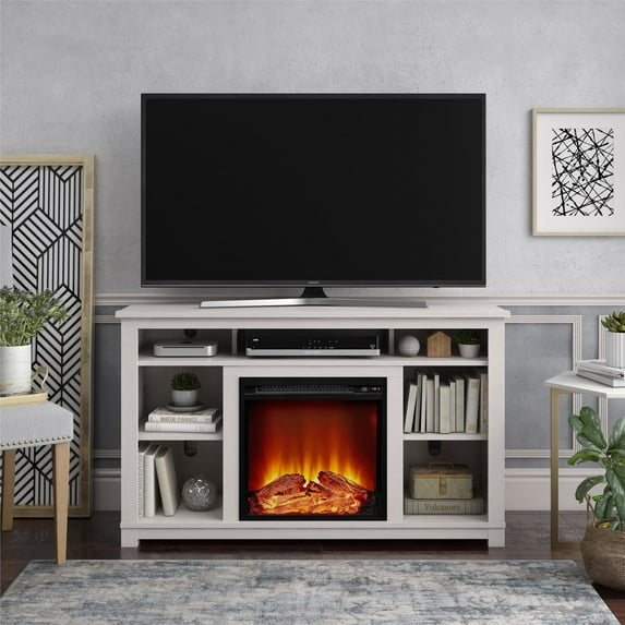 Ameriwood Home Kahle Fireplace TV Stand for TVs up to 55", Ivory Pine