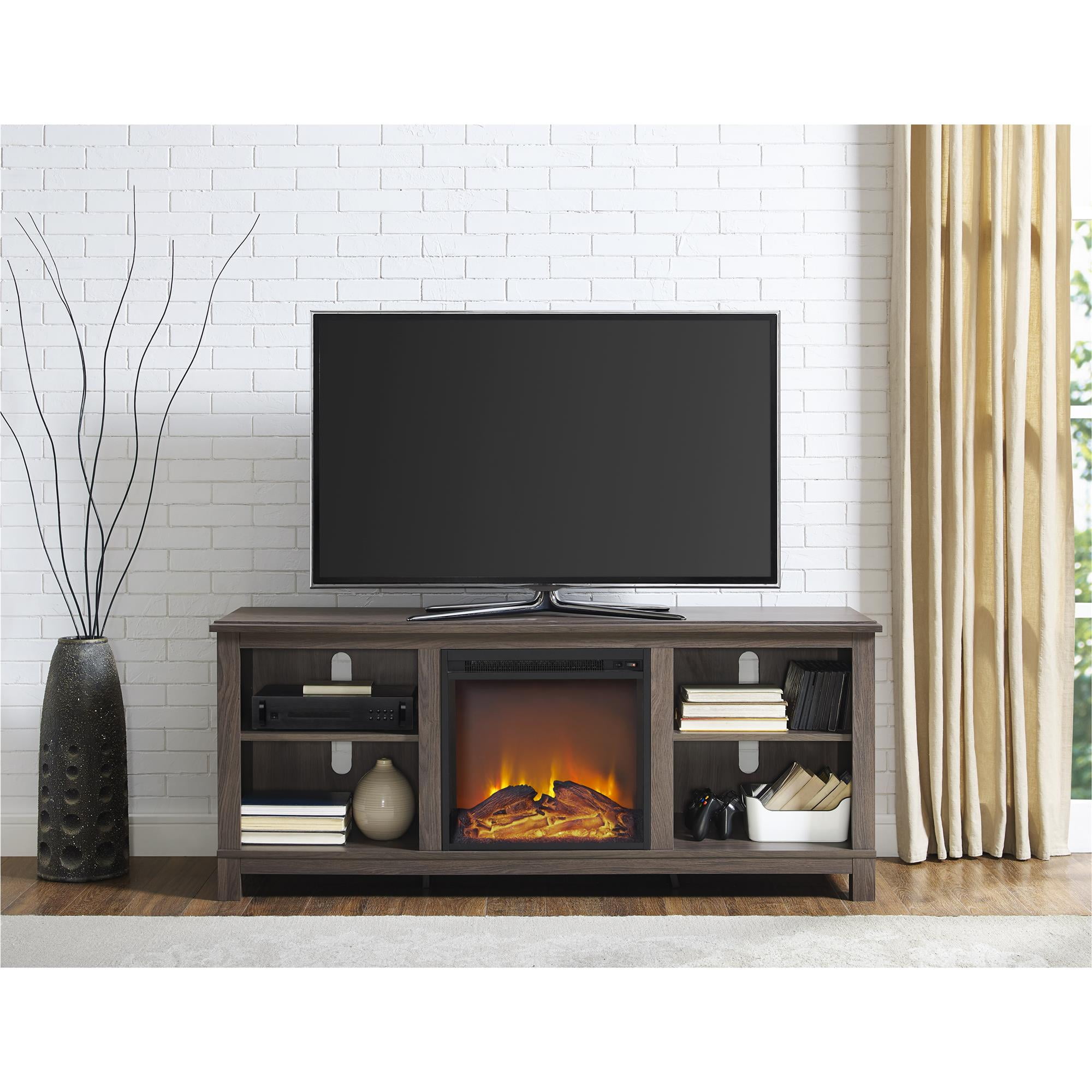 Ameriwood Home Kahle TV Console with Fireplace for TVs up to 60", Oak