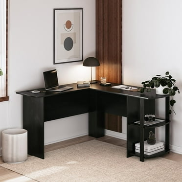 Ameriwood Home L Shaped Desk with Side Storage, Black Oak