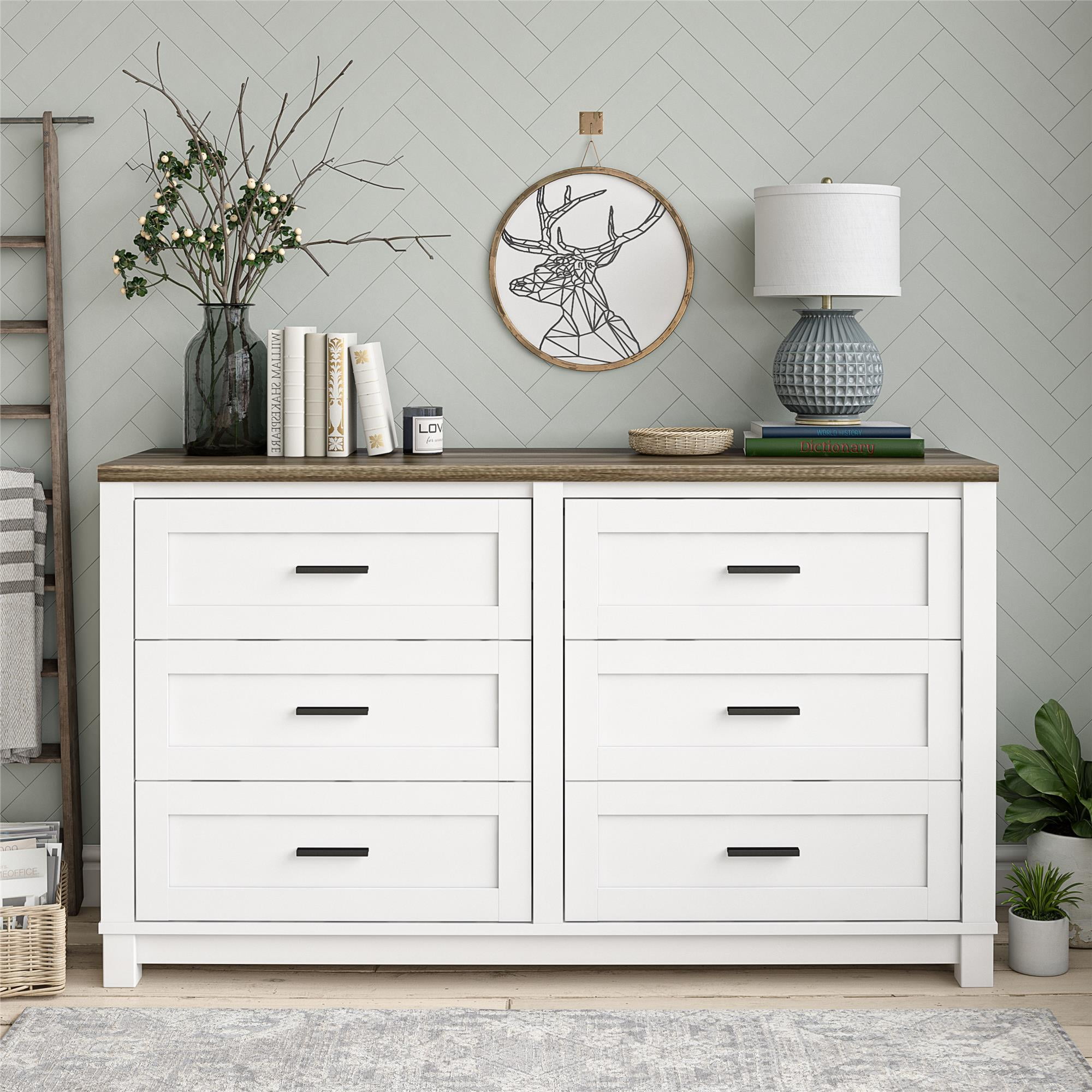 Ameriwood Home Langley Bay 6-Drawer Dresser, White - Walmart.com