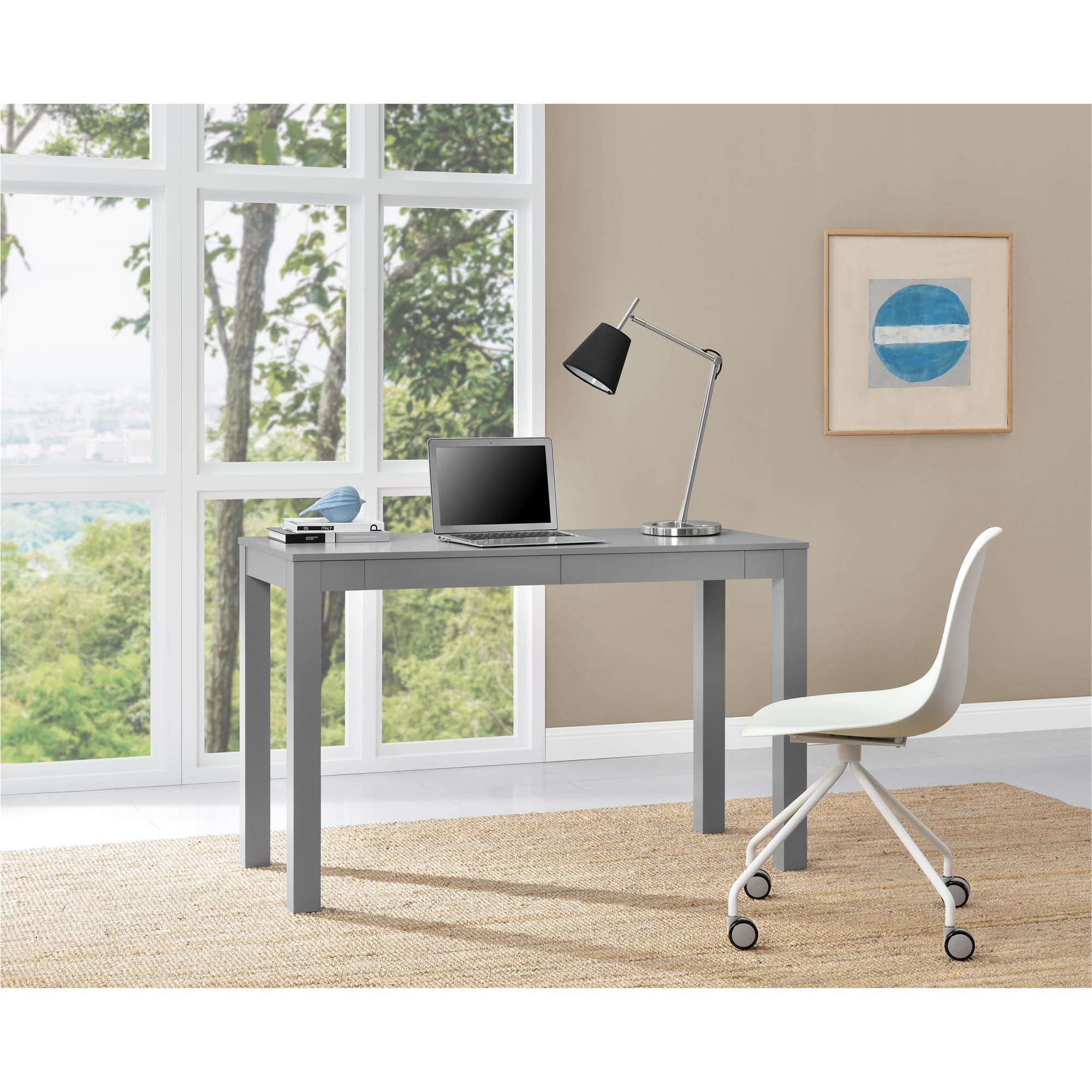 Ameriwood Home Hanley 56 in. L-Shaped Faux Terrazzo Computer Desk with 2-Shelves