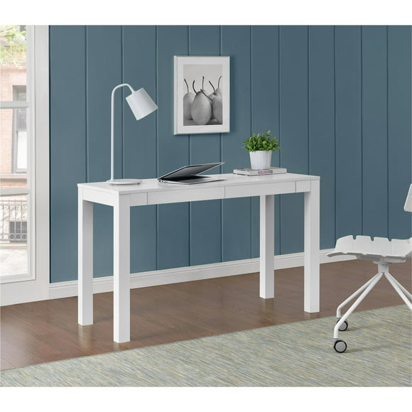 Ameriwood Home Large Parsons Computer Desk with 2 Drawers, White
