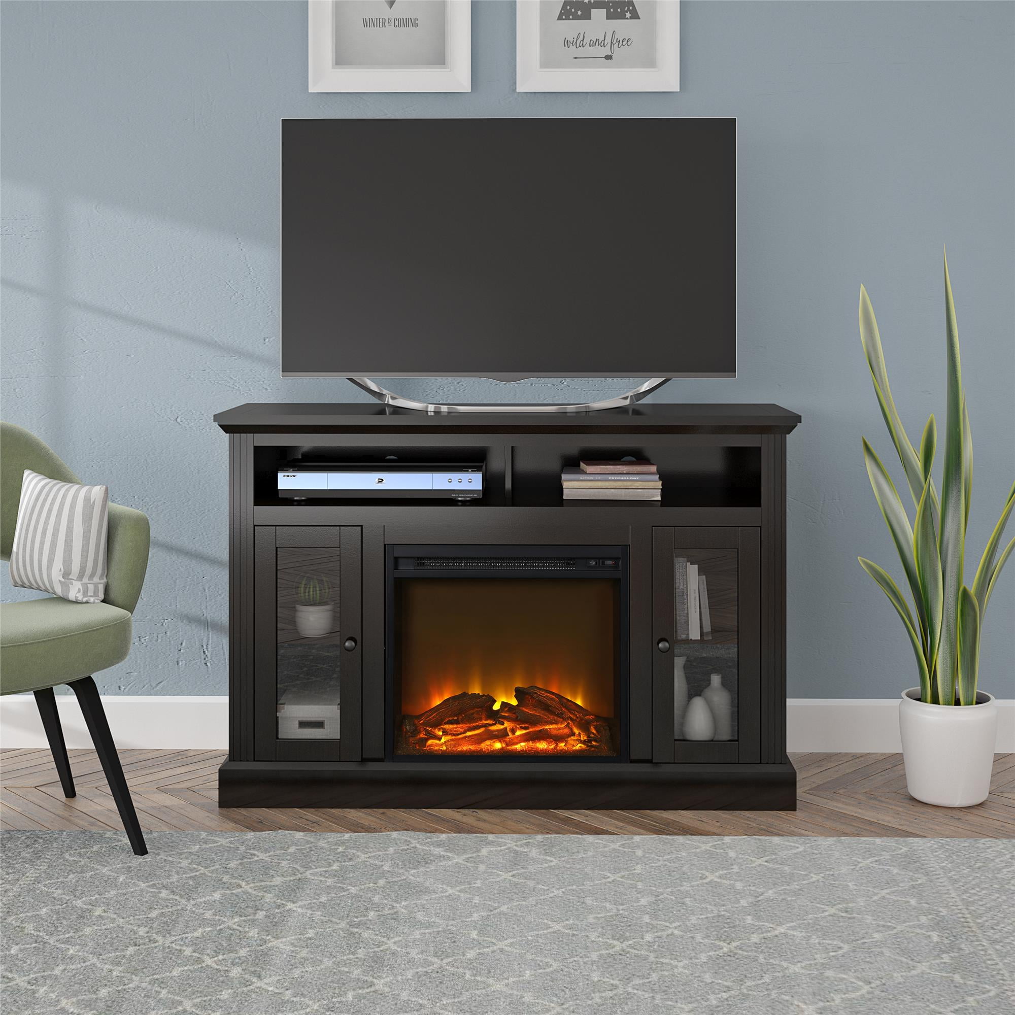 Ameriwood Home Leesburg Electric Fireplace TV Console for Flat Screen TVs up to a 50", Espresso