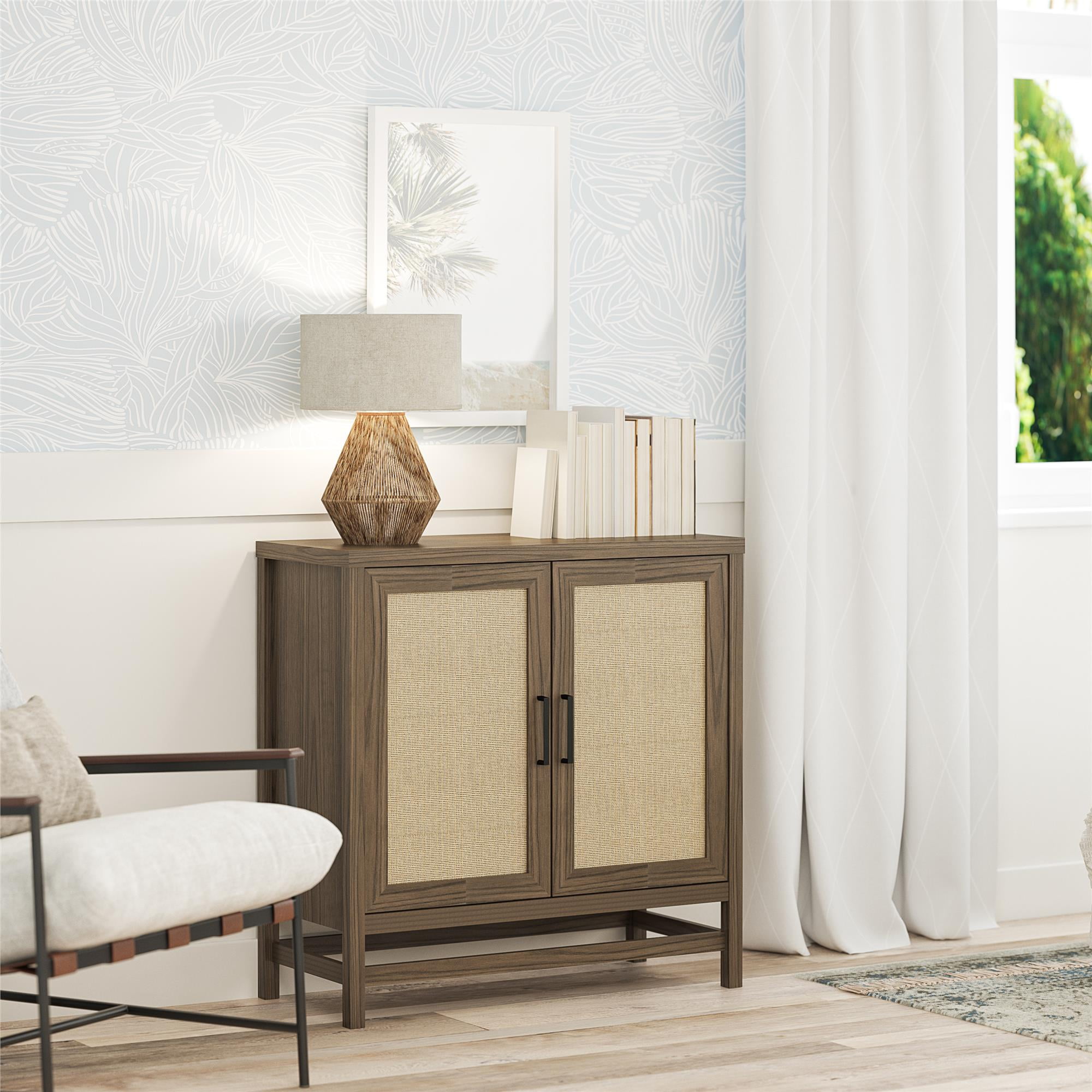 Ameriwood Home Lennon 2 Door Storage Cabinet, Medium Brown and