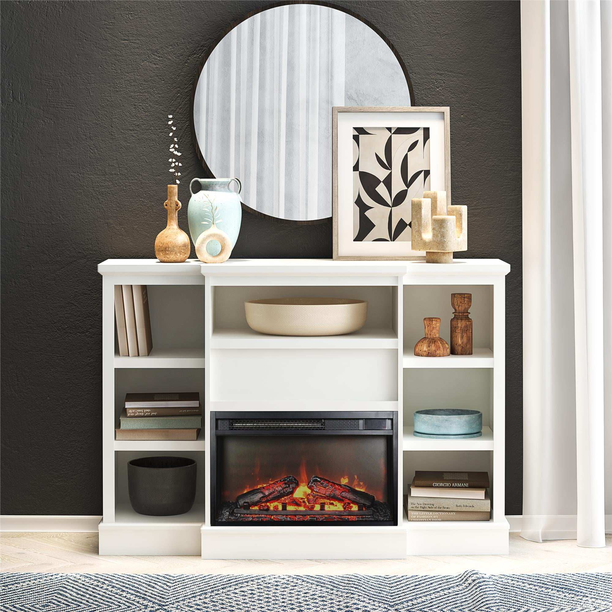 Liam Mantel with Electric Fireplace, White