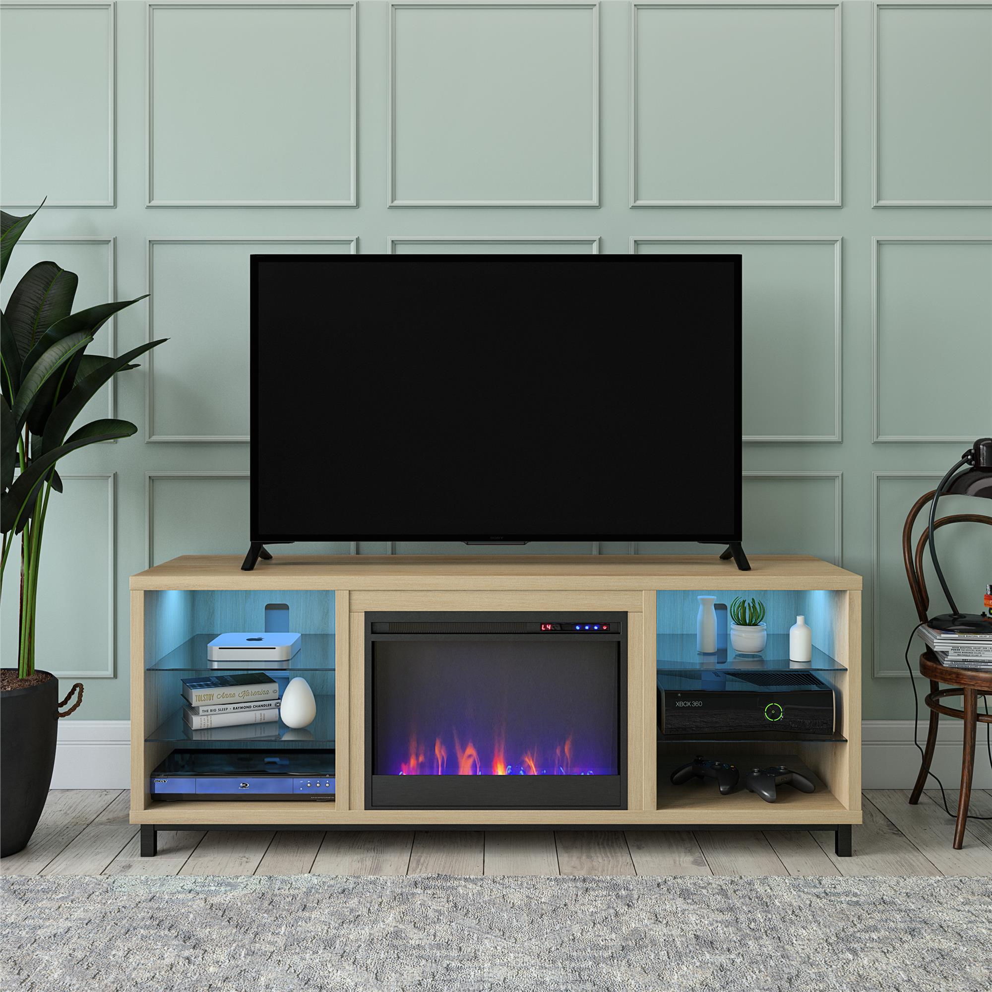 Ameriwood Home Lumina Deluxe Fireplace TV Stand for TVs up to 70", Blonde Oak - image 1 of 20
