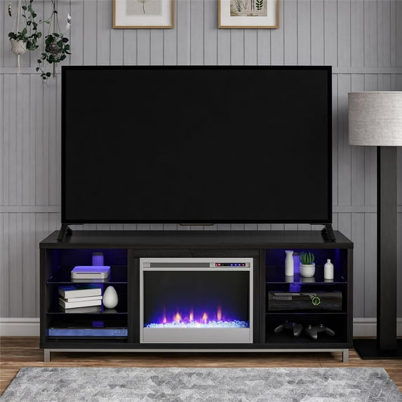 Lumina Fireplace TV Stand for TVs up to 70", Black Oak