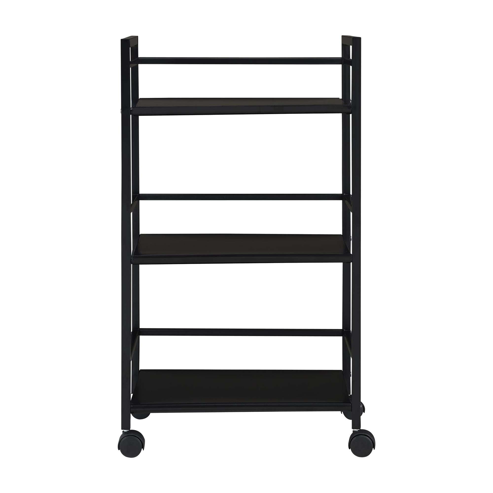 Black Metal 3-Shelf Rolling Utility Cart