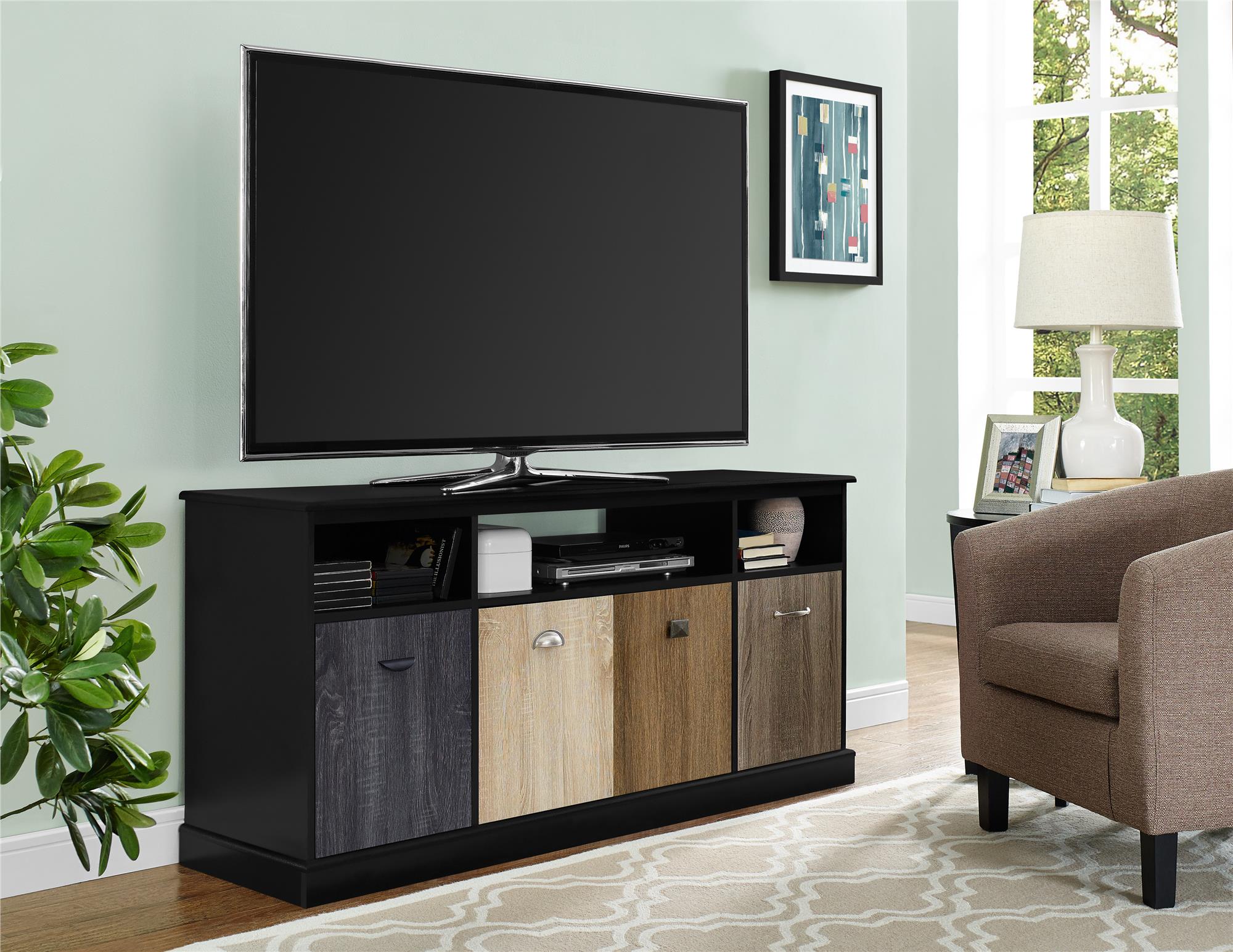 Ameriwood Home Mercer 60" TV Console with Multicolored Door Fronts, Multiple Colors - Black - image 1 of 5