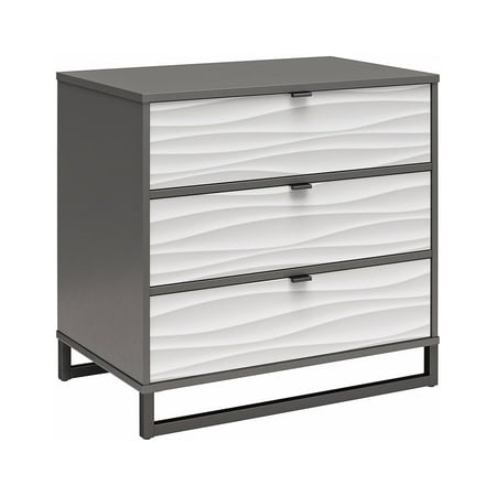 Ameriwood Home Monterey 3 Drawer Dresser, Faux Wave Pattern with Graphite