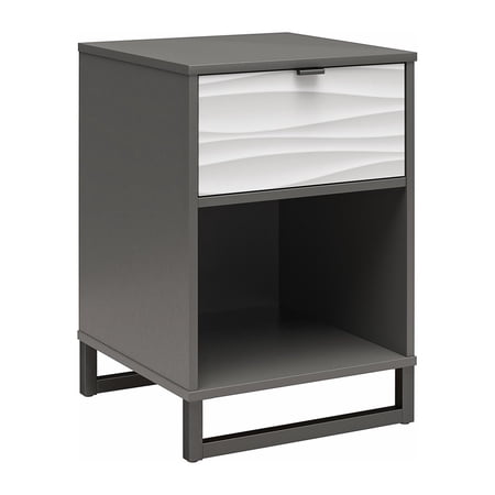 Ameriwood Home Monterey Nightstand, Faux Wave Pattern with Graphite