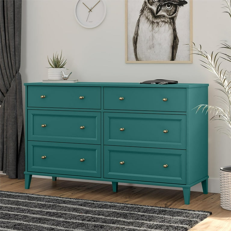 Ameriwood Home Monticello Wide 6-Drawer Dresser, Emerald Green