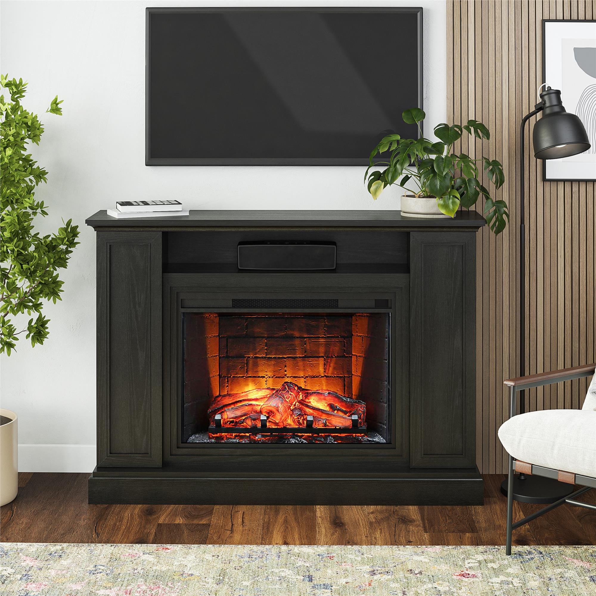 Ameriwood Home Palazzo Multi-Colored Electric Fireplace Mantel TV Stand ...
