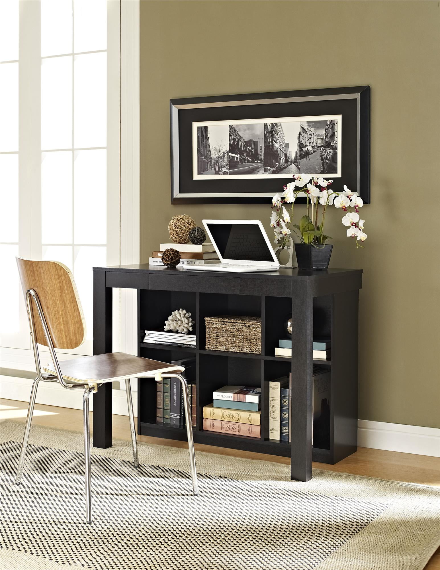 Ameriwood Home Parsons Computer Desk with Cubbies Black Walmart