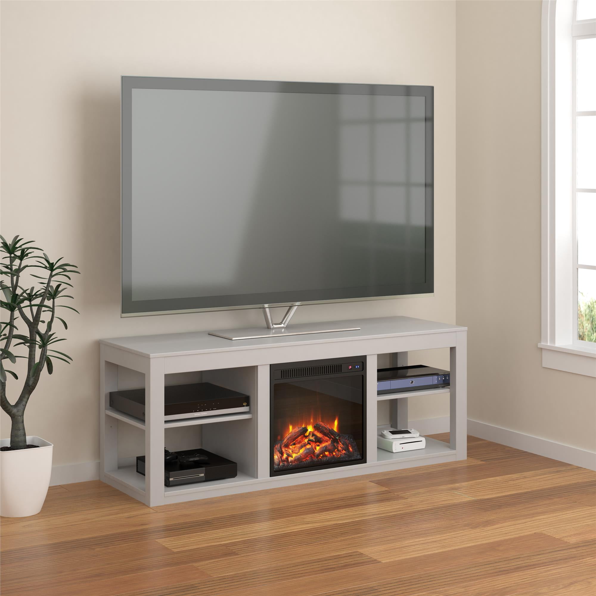Ameriwood Home Parsons Electric Fireplace TV Stand for TVs up to 65" Dove Gray