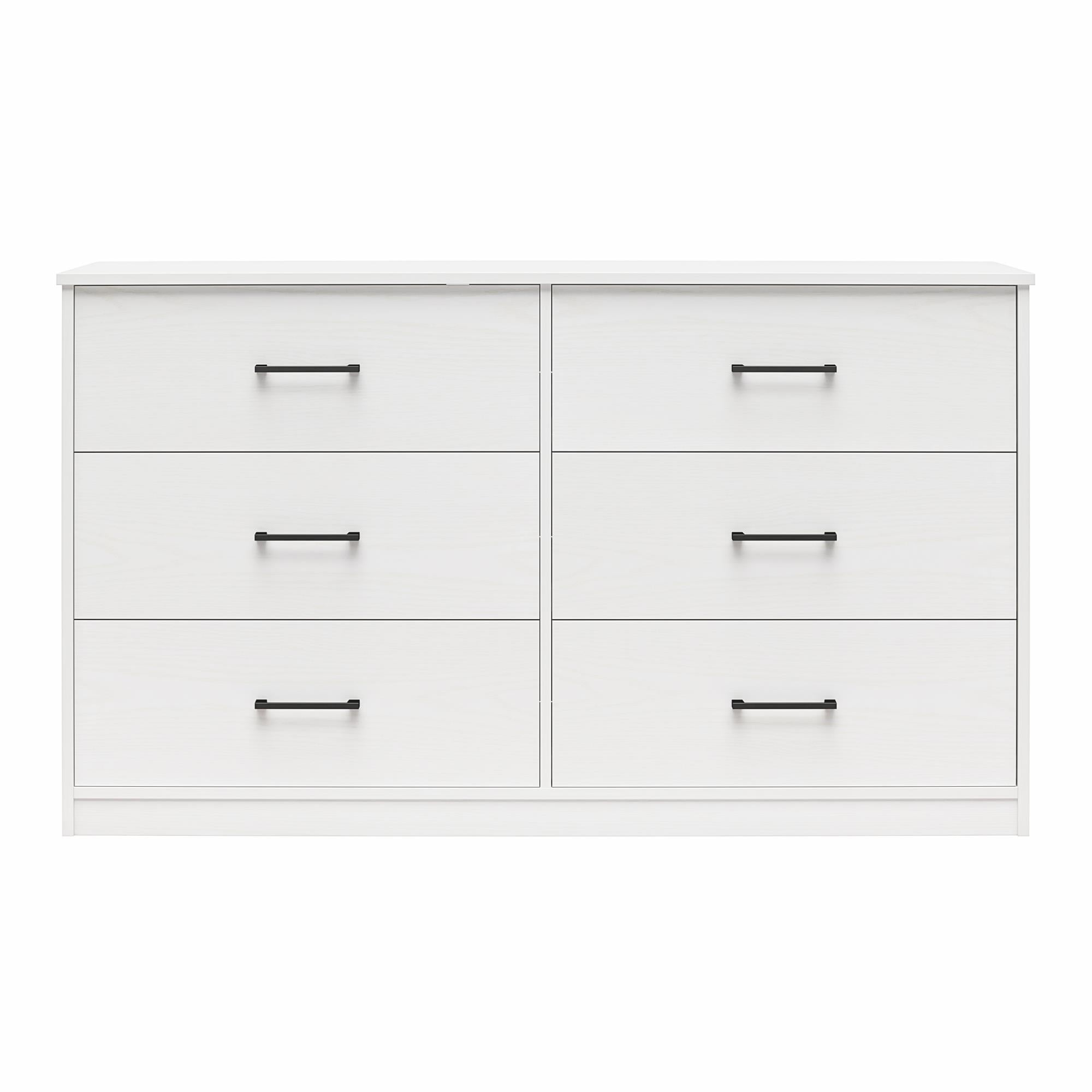 White Wide 6 Drawer Dresser with Metal Slides