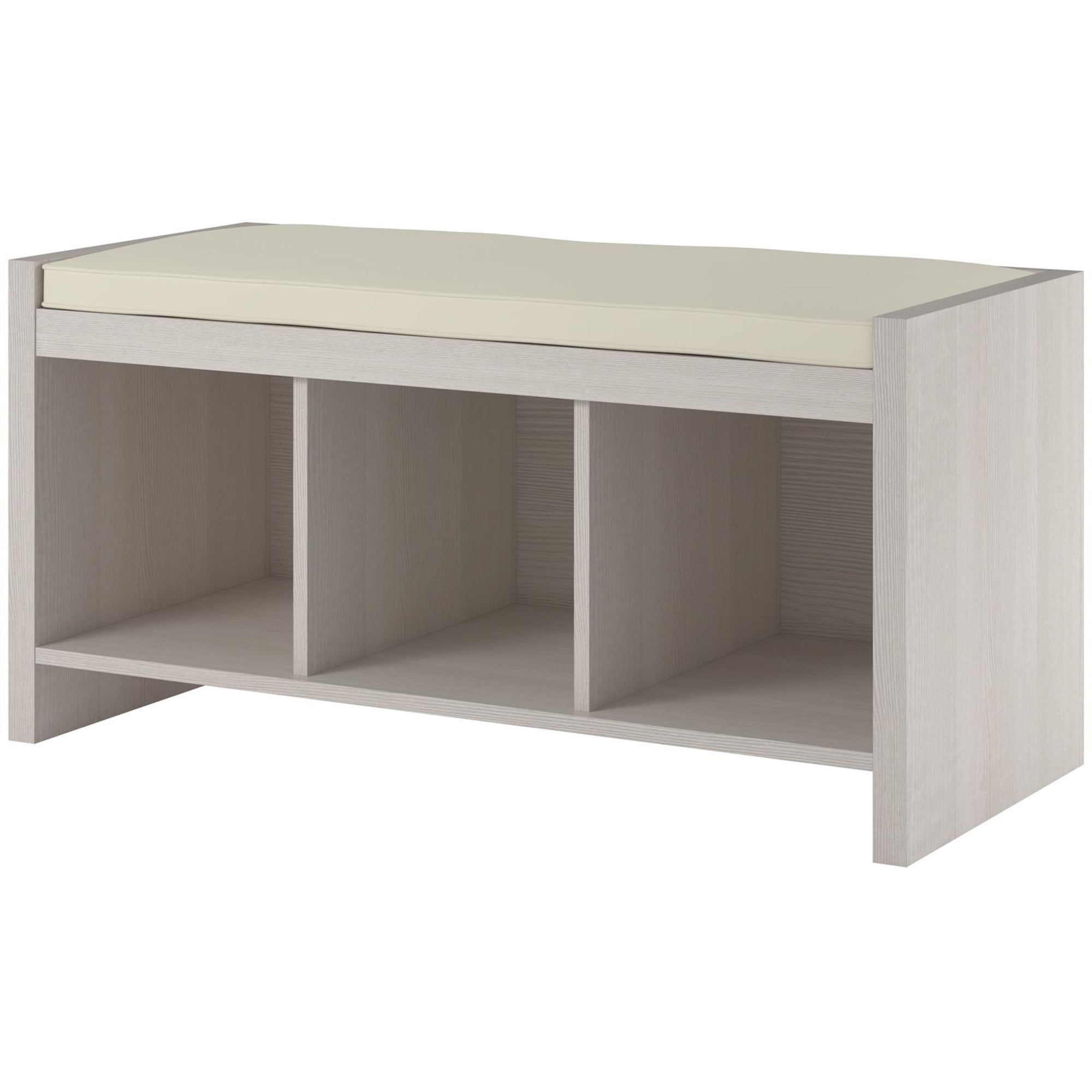 Ameriwood Home Penelope Entryway Storage Bench with Cushion in Ivory