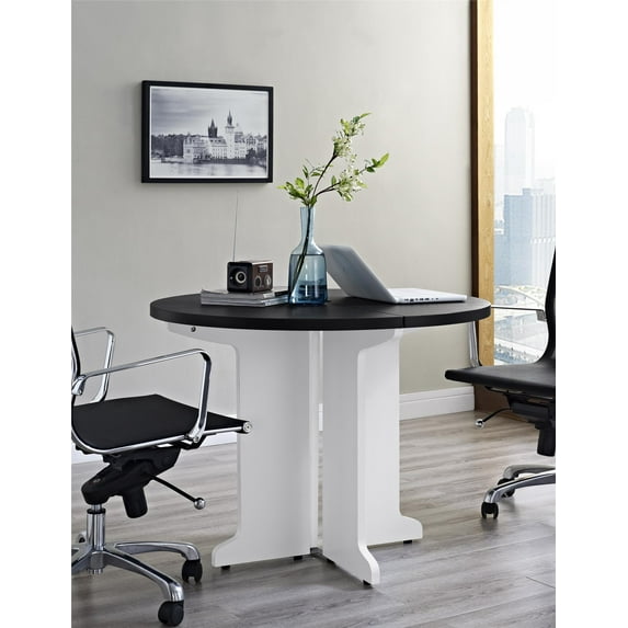 Ameriwood Home Pursuit Round Table in White and Gray