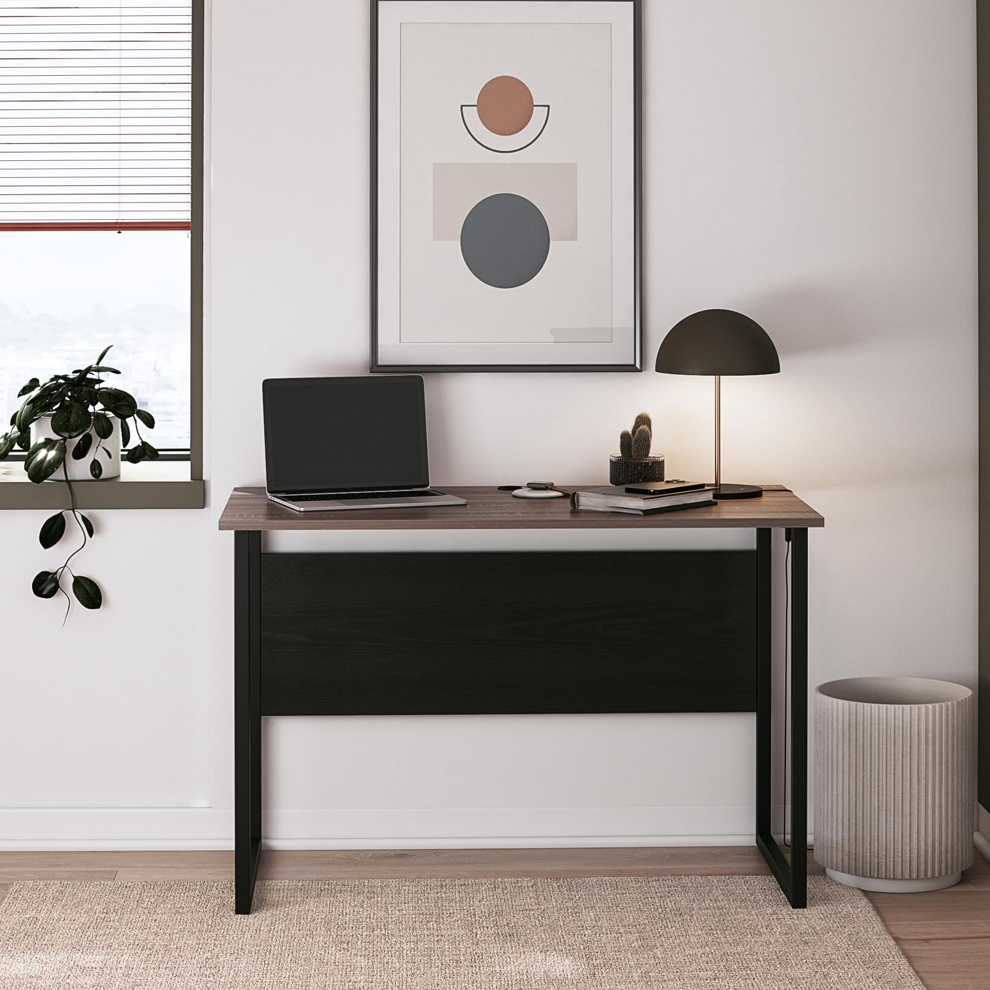 Ameriwood Home Sorina Writing Desk, Distressed Gray Oak & Black