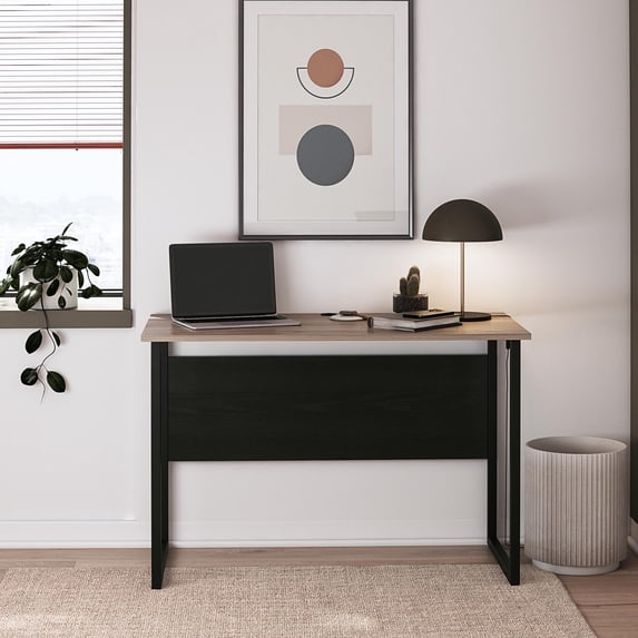 Ameriwood Home Sorina Writing Desk, Distressed Gray Oak & Black