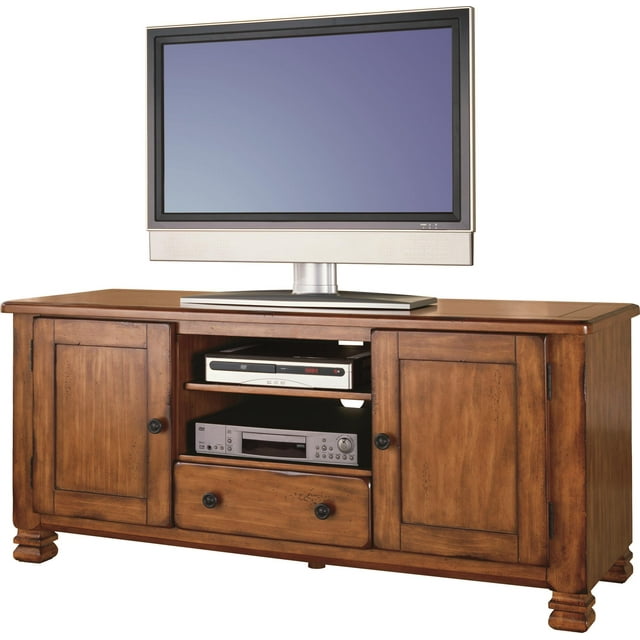 Ameriwood Home Summit Mountain Wood Veneer TV Stand for TVs up to 55" Wide, Medium Brown