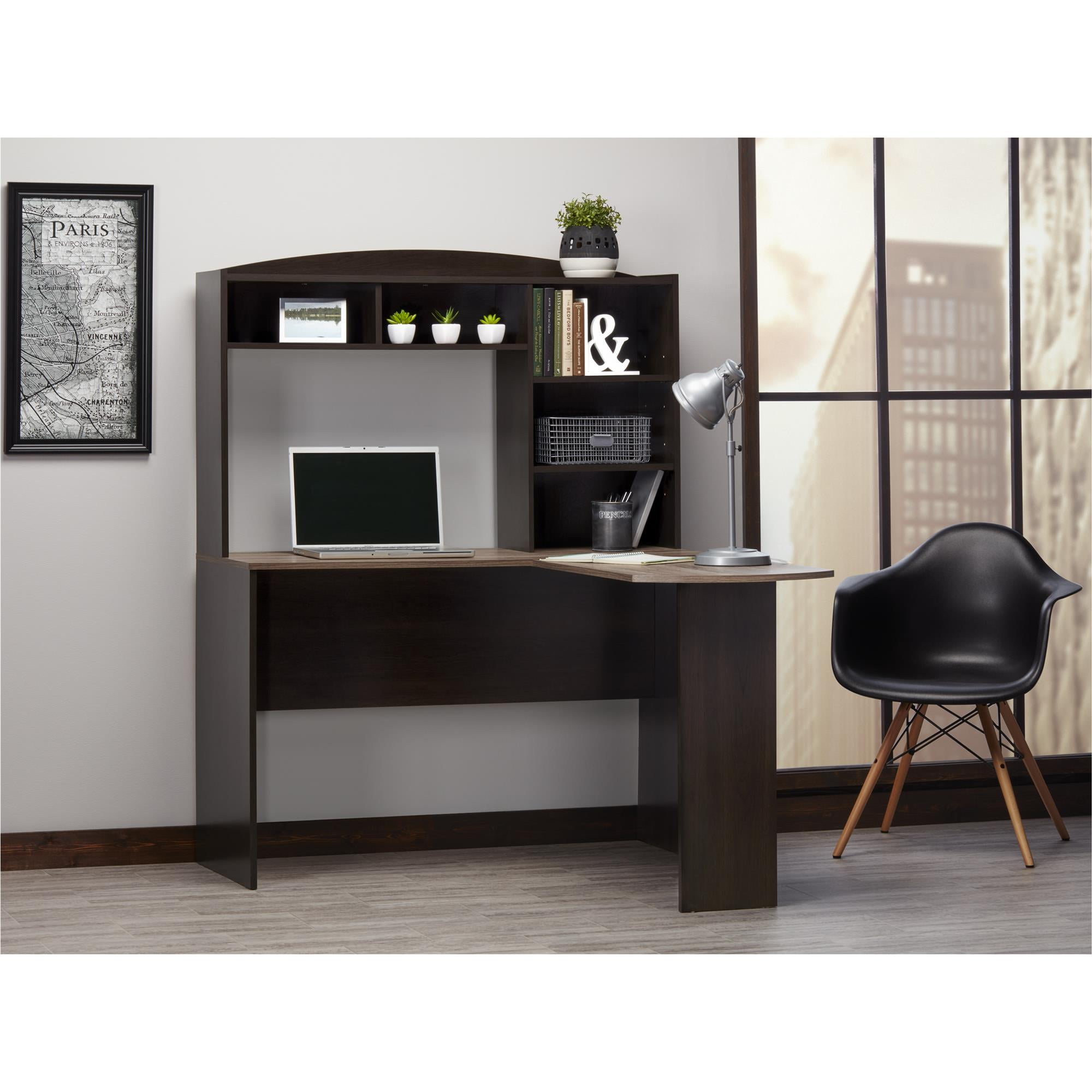 Ameriwood Home Meridian 36 in. Black Oak Student Computer Desk with  2-Shelves DE12900 - The Home Depot