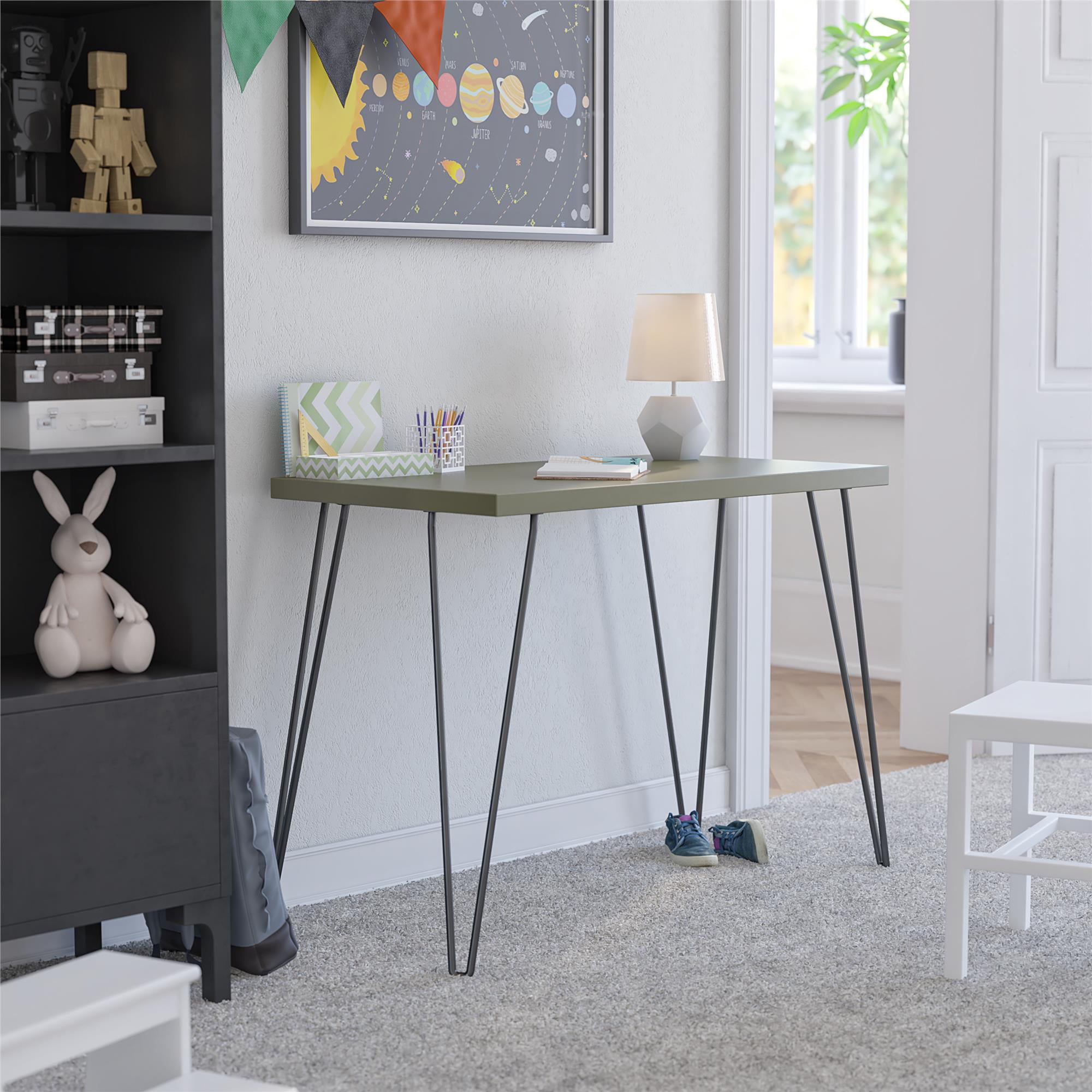 Ameriwood Home Tamarack Retro Computer Desk Olive Green Black