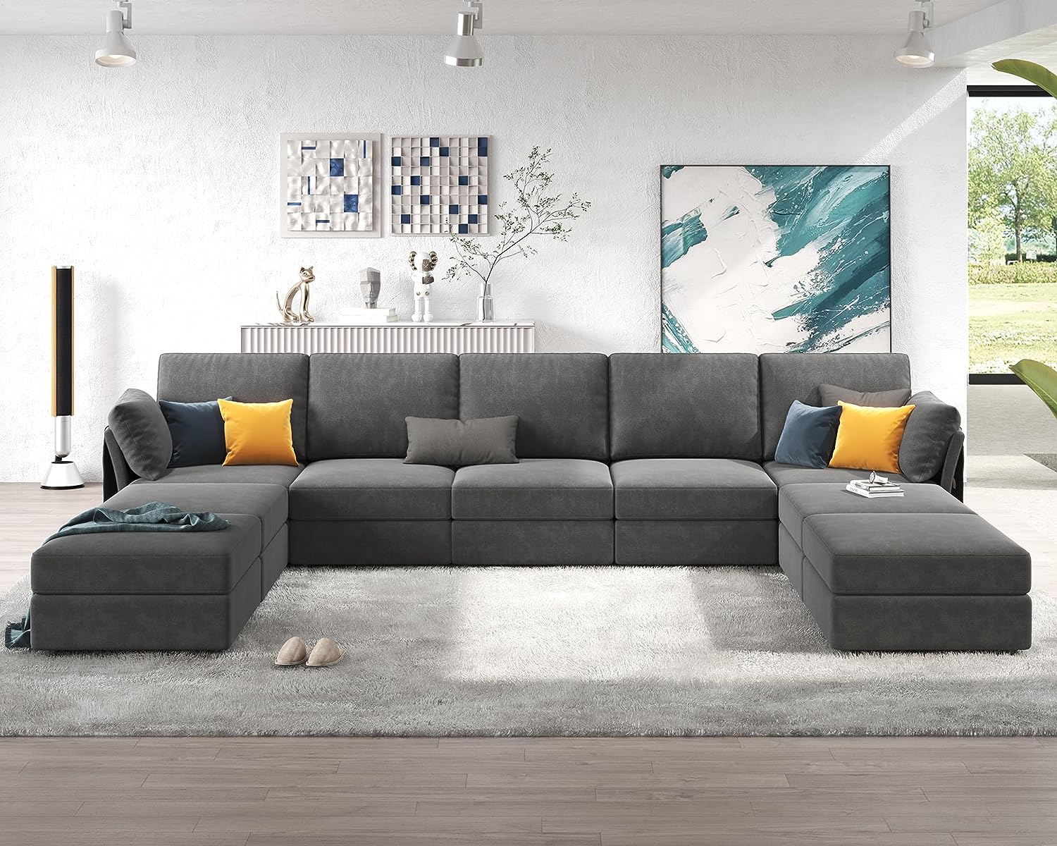 Amerlife 151 InchesModular Sectional Sofa, Oversized Sectional Sofa