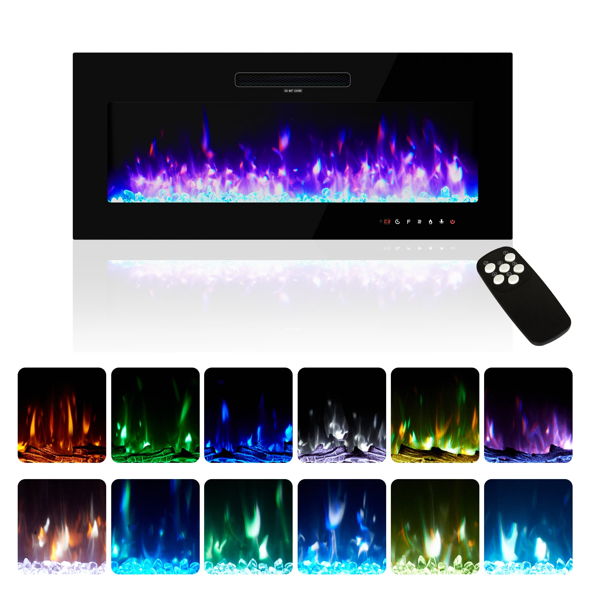 Amerlife 40" Electric Fireplace Wall Mounted, Recessed and Freestanding