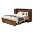thumbnail image 1 of Amerlife 41"H Full Murphy Bed Cabinet with Charging Station and Storage, Farmhouse Foldable Platform Bed for Guest Room, Office, Barnwood, 1 of 8