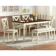 thumbnail image 1 of Amerlife 6 Piece 60" Solid Wood Dining Table Set for 6, for Kitchen, Dining Room, Brown & Cream, 1 of 10