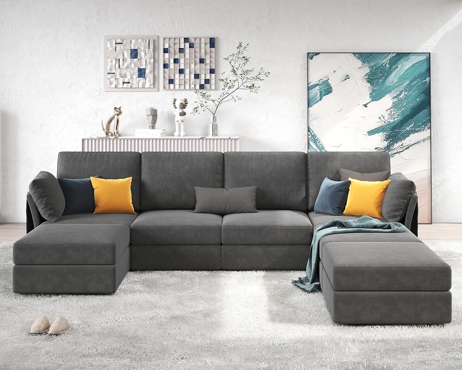 Amerlife Modular Sectional Sofa, Oversized Sectional Sofa with Storage