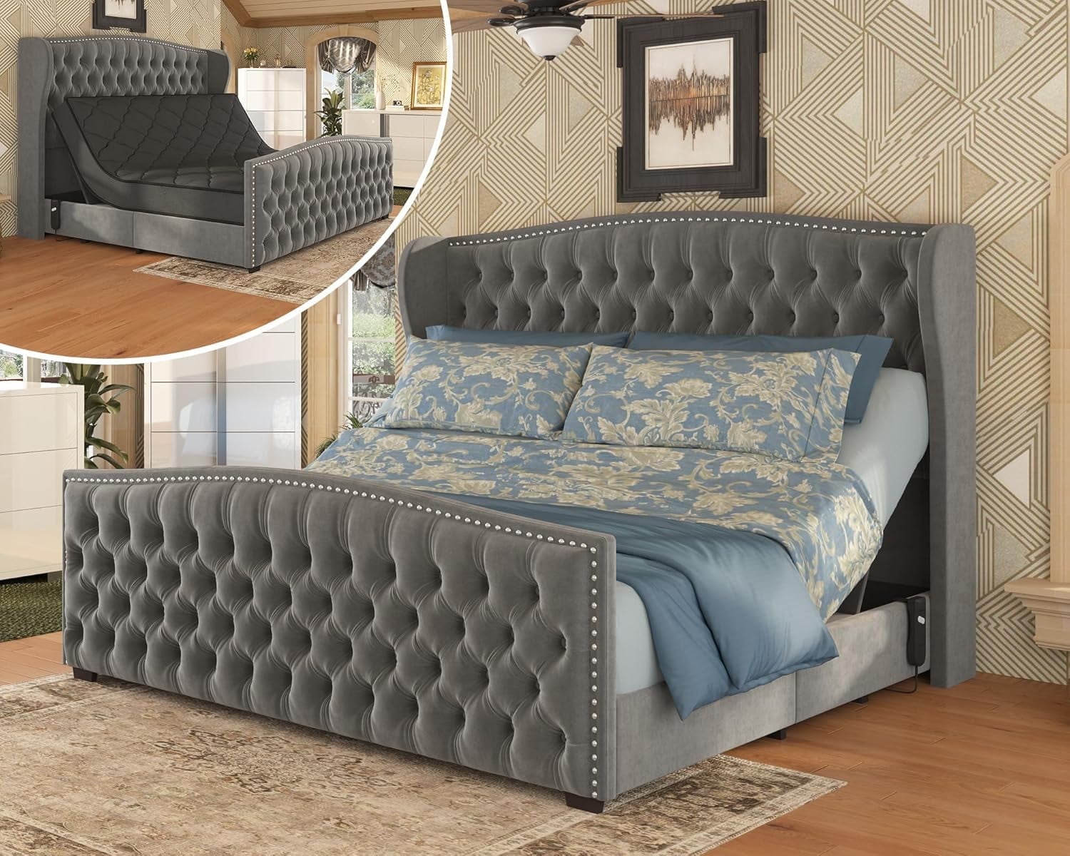 Amerlife Queen Size Bed Frame with 51