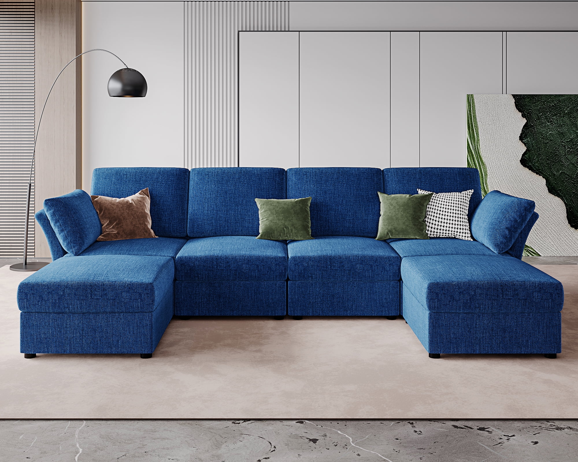 Amerlife Sectional Couch, 6 Seats Convertible Sofa Modular Sectional